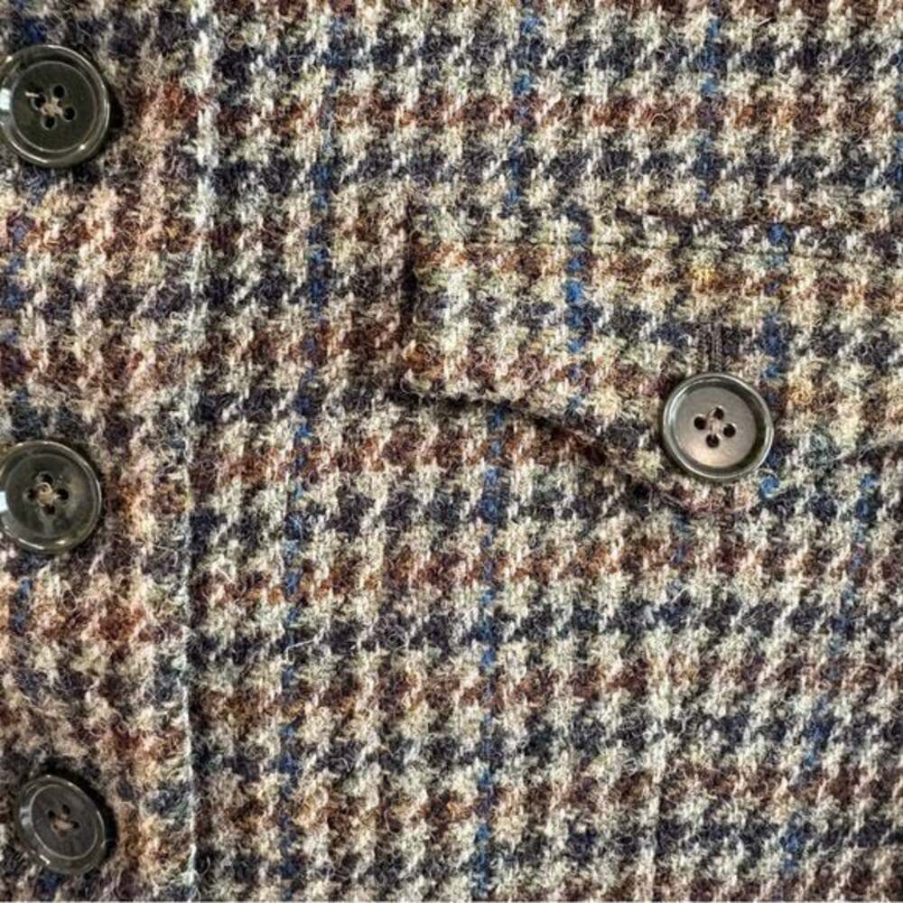 Harris Tweed Vintage 100% Wool Houndstooth Jacket with Suede Shoulders size 16 - Picture 4 of 7